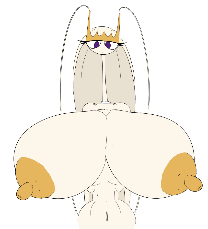 absurd_res antennae_(anatomy) anthro areola_bumps arthropod big_breasts breasts eyelashes female hi_res huge_breasts huge_nipples navel nintendo nipples nude pheromosa pok&eacute;mon pok&eacute;mon_(species) simple_background solo tasteofchoklit ultra_beast video_games white_background yellow_nipples