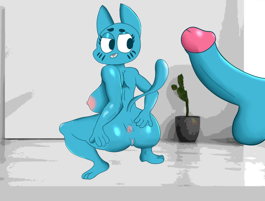 aliv141 anthro cartoon_network domestic_cat duo felid feline felis female genitals gumball_watterson hi_res incest_(lore) male male/female mammal nicole_watterson nude penis tagme the_amazing_world_of_gumball