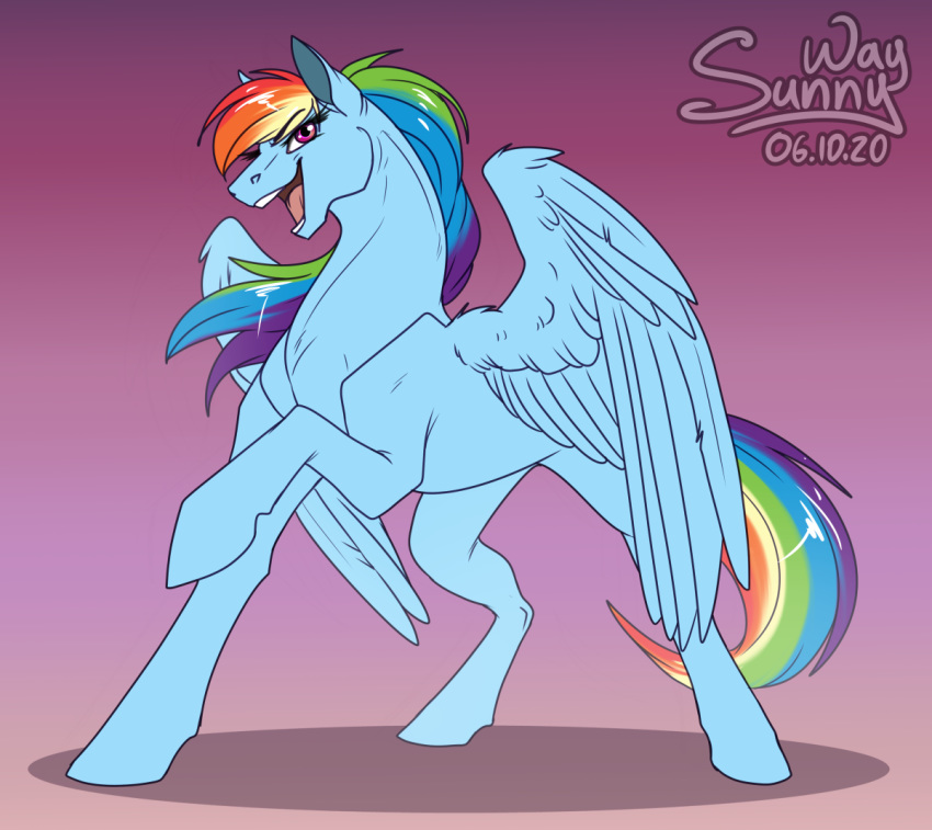 artwork_(digital) digital_drawing_(artwork) digital_media_(artwork) equid equine female feral friendship_is_magic hasbro hooves mammal my_little_pony open_mouth pegasus rainbow_dash_(mlp) sketch solo spread_wings sunny_way wings