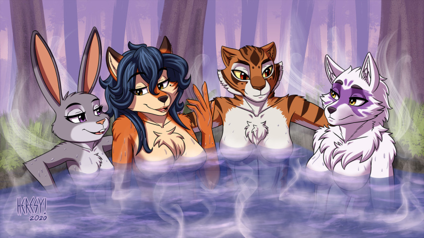 16:9 2019 alopex anthro bath bathing black_nose blue_hair breast_size_difference breasts brown_nose canid canine carmelita_fox casual_nudity chest_tuft countershade_face countershade_torso countershading digital_media_(artwork) disney dreamworks eye_contact facial_markings featureless_breasts felid female forest fox fur grey_body grey_fur group hair head_markings heresy_(artist) hot_spring judy_hopps kung_fu_panda lagomorph leporid long_hair looking_at_another mammal markings mask_(marking) master_tigress multicolored_body multicolored_fur neck_tuft nude open_mouth orange_body orange_fur outside pantherine pink_nose rabbit relaxing ruff sitting sly_cooper_(series) smile sony_corporation sony_interactive_entertainment steam striped_body striped_fur stripes sucker_punch_productions talking_to_another tan_body tan_countershading tan_fur teenage_mutant_ninja_turtles tiger tree tuft video_games water wet wet_body wet_fur white_body white_countershading white_fur widescreen zootopia