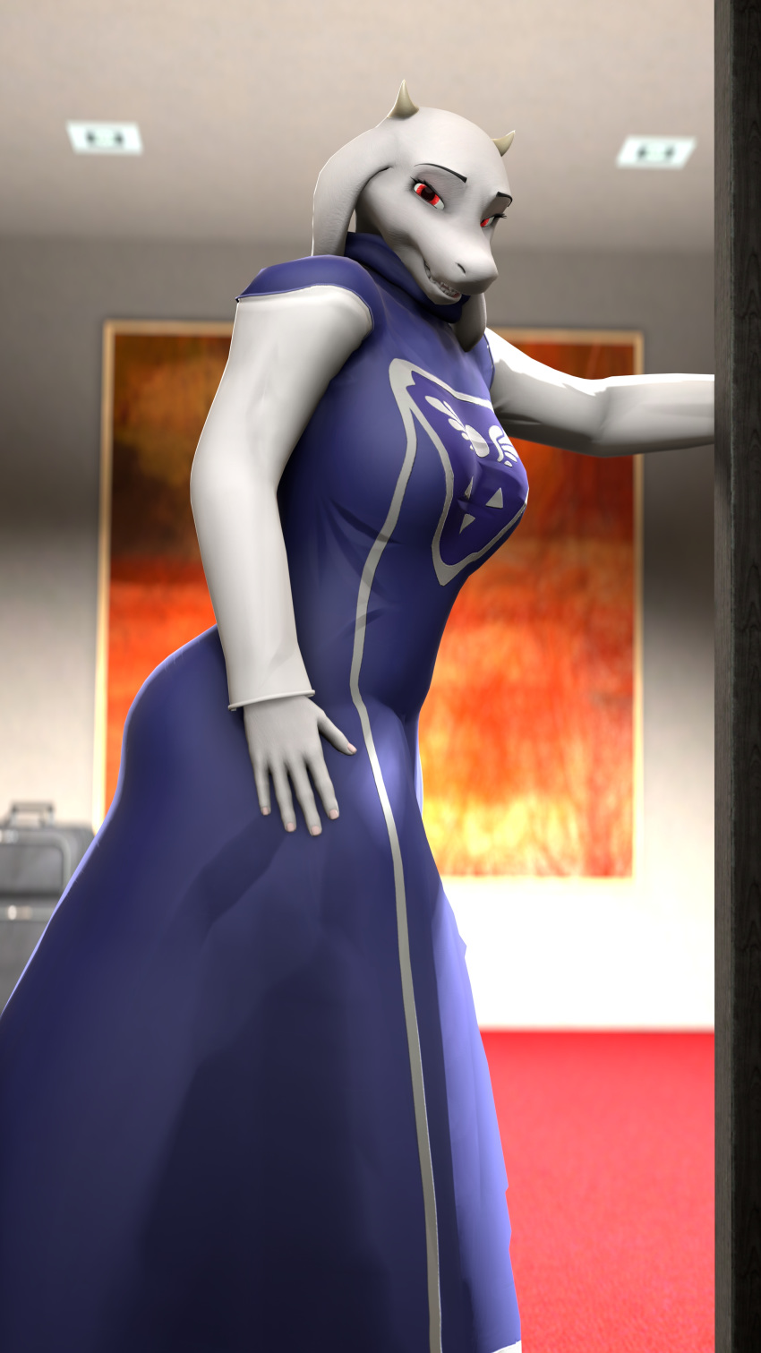 3d_(artwork) 4k absurd_res anthro boss_monster bovid breasts caprine clothed clothing digital_media_(artwork) female fur hi_res looking_at_viewer mammal portrait smile solo source_filmmaker toriel undertale video_games white_body white_fur wolftrap546 young