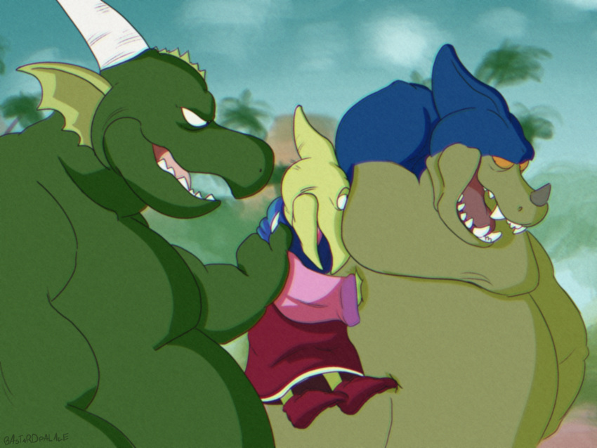 anthro armpit_fetish armpit_sniffing bastardpalace bullying cymbal_(character) dragon dragon_ball forced giran group hi_res male male/male moobs namekian overweight overweight_male piano_(dragon_ball) size_difference smelly sniffing teasing