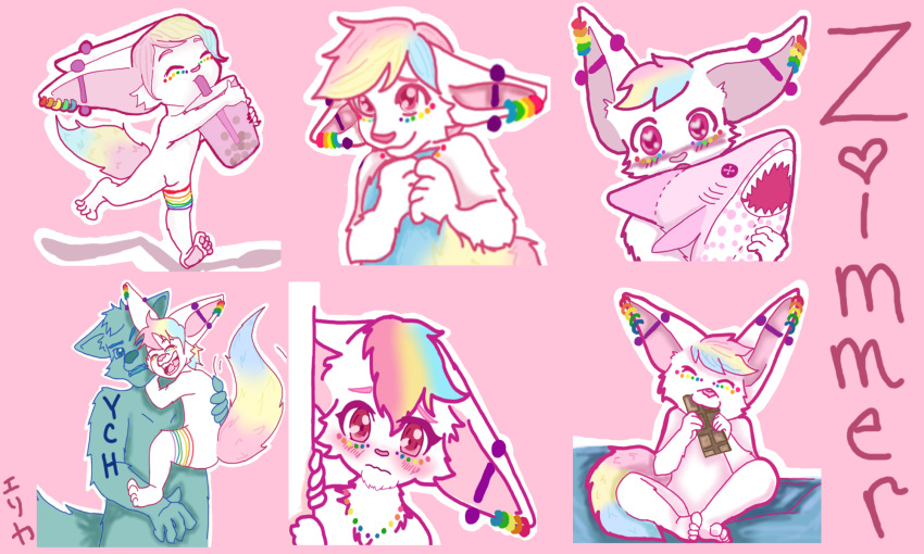 ambiguous_gender animal_humanoid anthro canid canid_humanoid canine canine_humanoid cute_expression cute_face ear_piercing female fennec_humanoid fox fox_humanoid hi_res humanoid lgbt_pride male mammal mammal_humanoid pansexual_pride_colors piercing pride_colors pyroashes pyroashes777