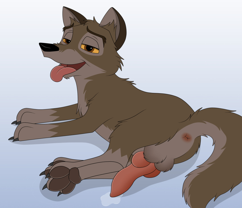 anatomically_correct animal_genitalia animal_penis anus balls balto balto_(film) bedroom_eyes bodily_fluids butt canid canine canine_penis canis cum domestic_dog erection feral genital_fluids genitals hi_res hybrid knot looking_at_viewer male mammal narrowed_eyes open_mouth pawpads paws penis presenting raised_tail seductive skateryena solo tongue tongue_out wolf wolfdog