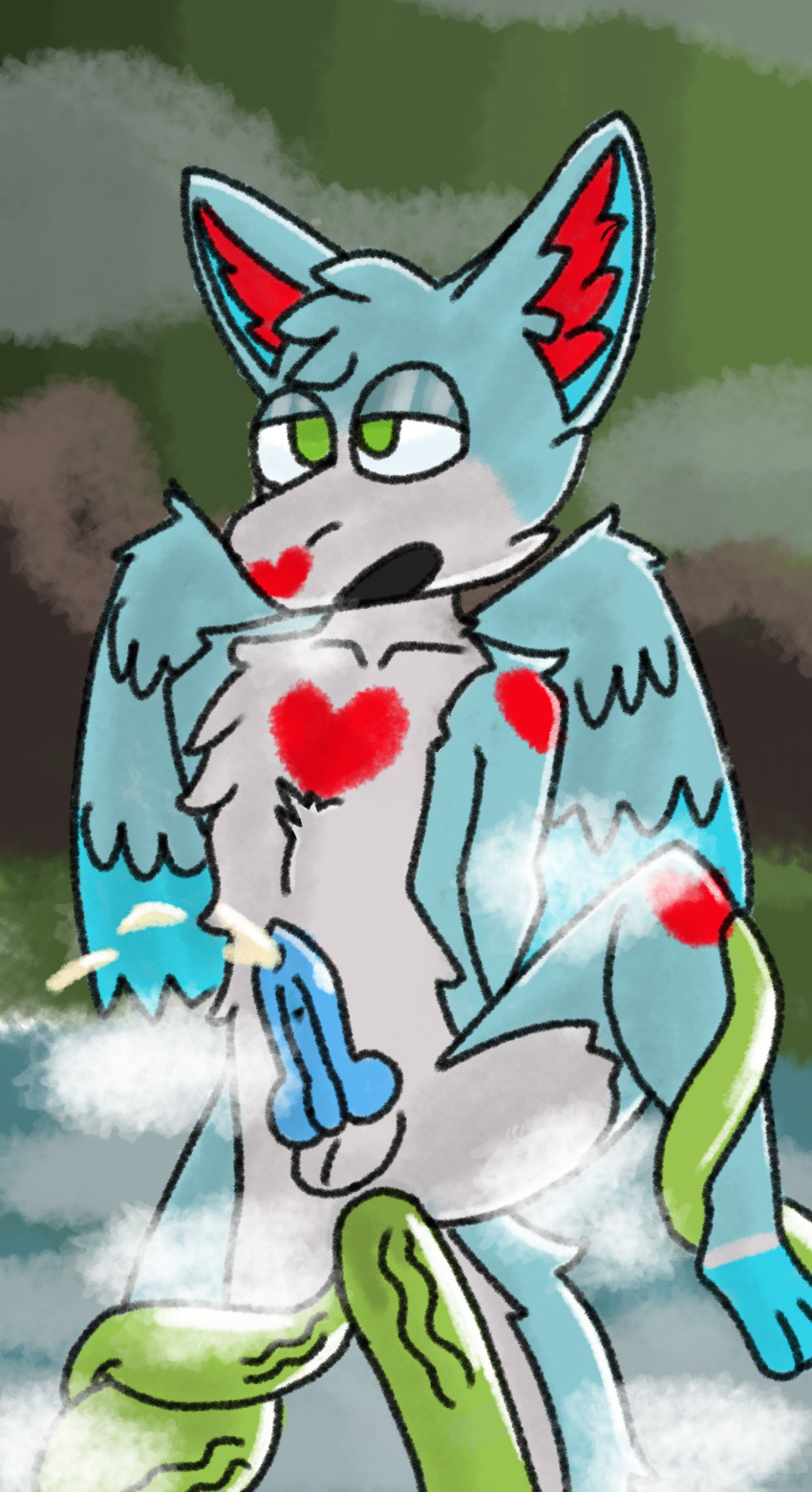 &lt;3 &lt;3_eyes absurd_res angel_dragon anthro big_pp_man_(artist) blue_body blue_fur bodily_fluids breath cum cumshot dragon dutch_angel_dragon ejaculation erection fur genital_fluids genitals glistening glistening_genitalia glistening_penis green_eyes hart_the_dutchie heart_marking hi_res knot looking_pleasured male penis red_body red_fur solo tentacles white_body white_fur