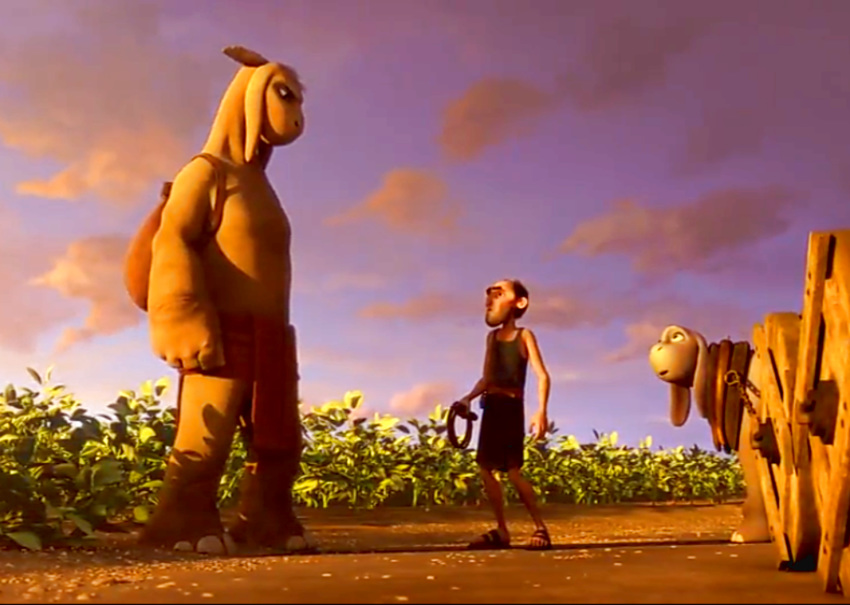 absurd_res anthro big_arms big_feet brown_body brown_skin cinematography_camera dark_skin feet hi_res horn huhu_studios humanoid long_ears male mosley_(character) mosley_(film) tall thoriphant unknown_species