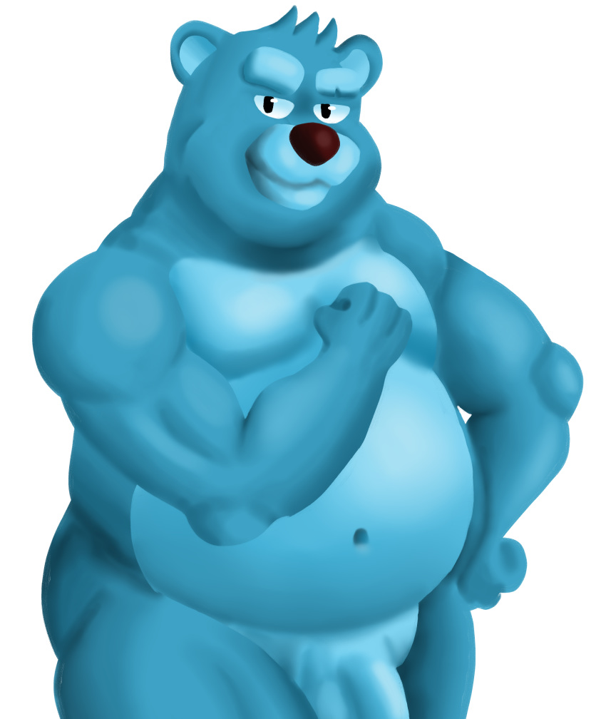 absurd_res anthro balls belly biceps big_balls big_belly big_penis blue_body digital_media_(artwork) flaccid genitals hi_res huge_penis humanoid_genitalia humanoid_penis life_(sibluself) looking_at_viewer male mammal musclegut muscular muscular_anthro muscular_male navel nude overweight overweight_anthro overweight_male pecs penis polar_bear sibluself simple_background slightly_chubby smile solo ursid ursine