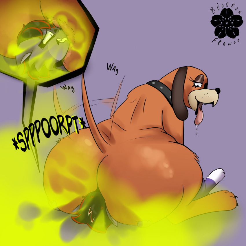 anthro belly big_belly big_butt bloated blossonflower bodily_fluids border bottom_heavy brown_body brown_fur bubble_butt butt canid canine canis clothing collar domestic_dog duck_hunt duck_hunt_dog duo eyelashes eyeshadow face_farting facesitting fart fart_cloud fart_fetish fart_torture farting_on_another farting_on_face fat_belly female female/female feral fur gas gas_cloud gassing gassy gassy_belly green_fart_cloud green_gas green_gas_cloud hair heavy_rump hi_res huge_butt hunting_dog hybrid hyper hyper_butt lagomorph leporid makeup mammal mephitid nintendo overweight overweight_female overweight_feral rabbit sitting_on_another skunk super_smash_bros. sweat sweatdrop thick_thighs white_border wide_hips