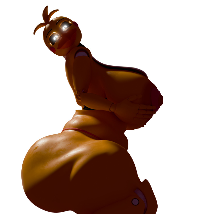 3d_(artwork) absurd_res animatronic anthro ass_up avian bird breasts butt butt_focus chica_(fnaf) chicken cookiead69 digital_media_(artwork) female female/female five_nights_at_freddy's galliform gallus_(genus) genitals hi_res huge_filesize looking_at_viewer machine nude phasianid presenting presenting_hindquarters pussy robot scottgames simple_background smile solo squats vaginal