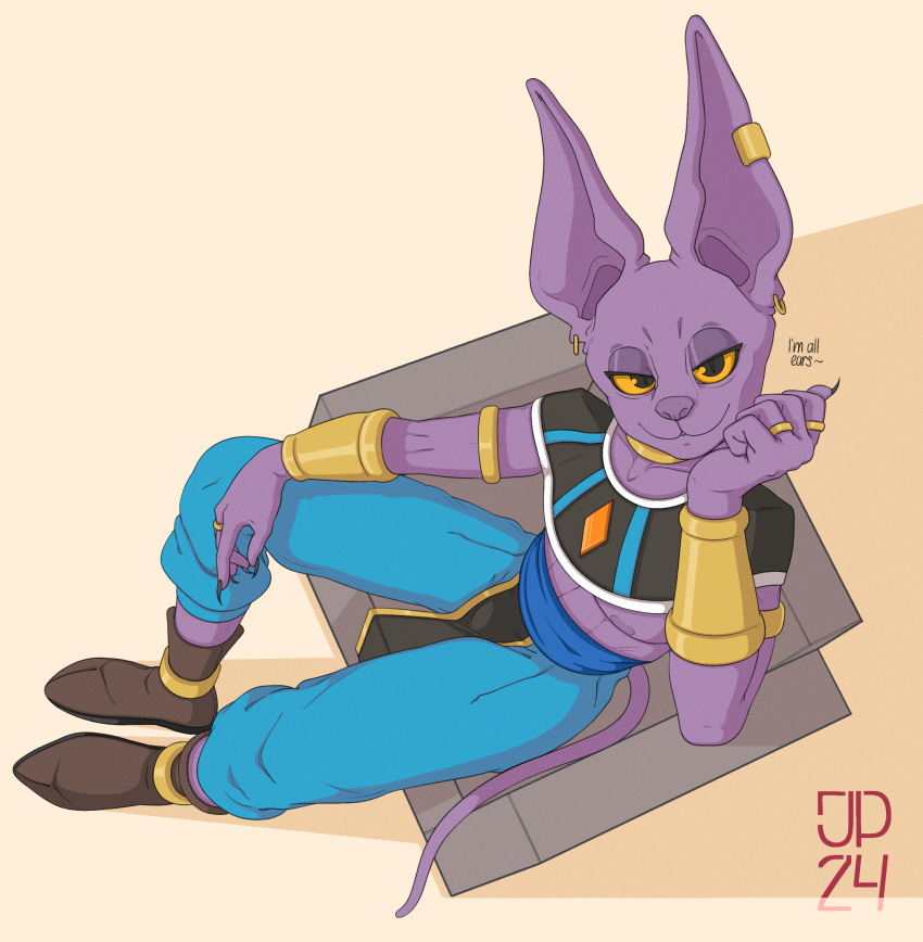 absurd_res anthro beckoning bedroom_eyes beerus chair domestic_cat dragon_ball dragon_ball_super felid feline felis furniture gesture hairless hairless_cat hi_res johnnypescado looking_at_viewer male mammal narrowed_eyes seductive sitting solo sphynx_(cat) throne