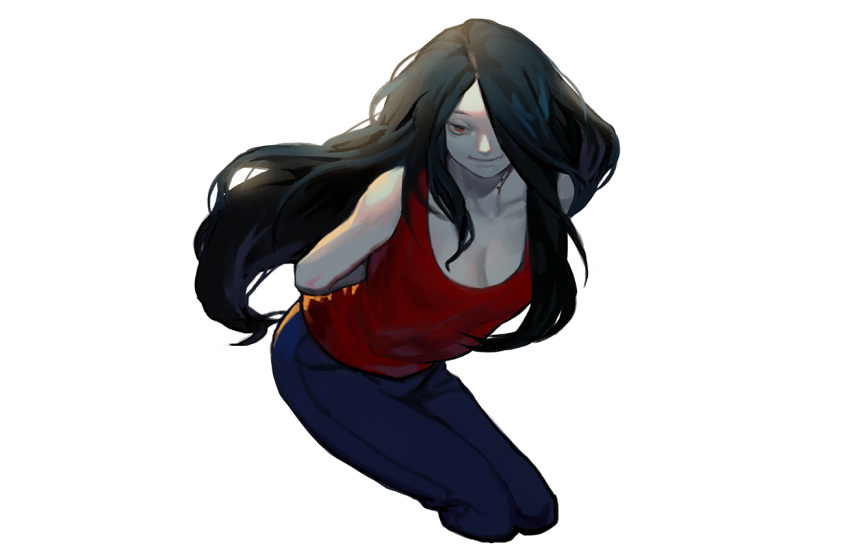 adventure_time black_hair breasts cleavage fang long_hair marceline red_eyes vampire white yeonong