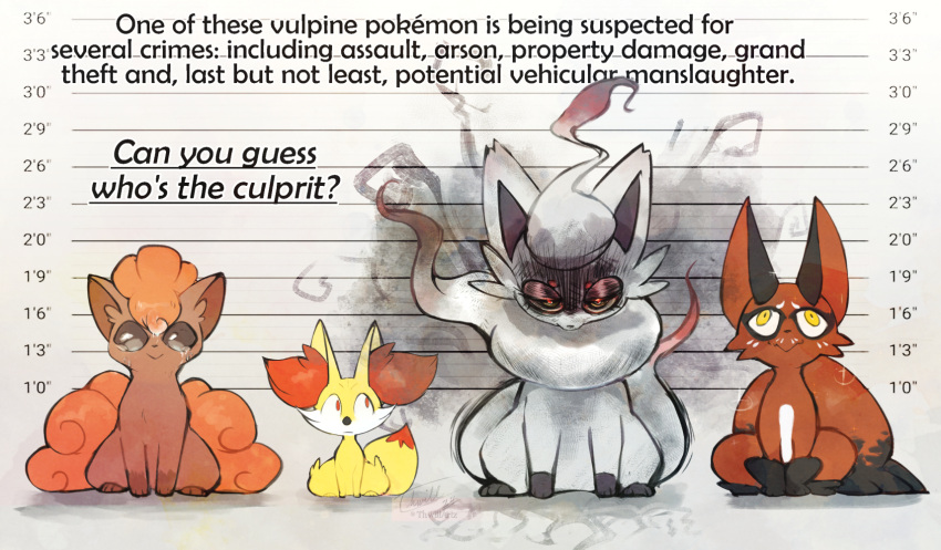 2024 6_tails ambiguous_gender black_body black_fur bodily_fluids brown_body brown_eyes brown_fur canid canine cheek_tuft dipstick_tail english_text facial_tuft fennekin feral fluffy fluffy_tail fur generation_1_pokemon generation_6_pokemon generation_8_pokemon gloves_(marking) group half-closed_eyes hi_res hisuian_form hisuian_zorua inner_ear_fluff leg_markings lineup mammal markings multi_tail narrowed_eyes nickit nintendo orange_body orange_fur pokemon pokemon_(species) quadruped red_body red_eyes red_fur regional_form_(pokemon) signature sitting smile socks_(marking) tail tail_markings tears text thwillartz tuft vulpix white_body white_fur yellow_body yellow_eyes yellow_fur