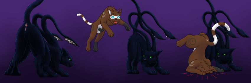 4_toes 6_legs animal_genitalia animal_penis anus arm_markings attempted_sex balls black_body black_fur blue_eyes brown_body brown_fur butt chest_tuft countershade_face countershade_torso countershading dawnlux digital_media_(artwork) displacer_beast dungeons_and_dragons duo eager erection faceplant facial_markings failed_attempt feet felid feline feline_genitalia feline_penis female feral fur genitals gloves_(marking) glowing glowing_eyes green_eyes grey_body grey_fur hair hasbro head_markings hi_res illusion imminent_sex jumping leg_markings looking_at_viewer looking_back looking_back_at_viewer magic magic_user male mammal markings mask_(marking) multi_limb multicolored_body multicolored_fur multicolored_tail open_mouth pantherine penile_spines penis pink_anus pink_pussy presenting presenting_hindquarters presenting_pussy pussy quadruped raised_tail rear_view sequence simple_background smile socks_(marking) solo striped_markings striped_tail stripes suel tail tail_markings teeth tentacles toes tricked tuft white_body white_fur wizards_of_the_coast