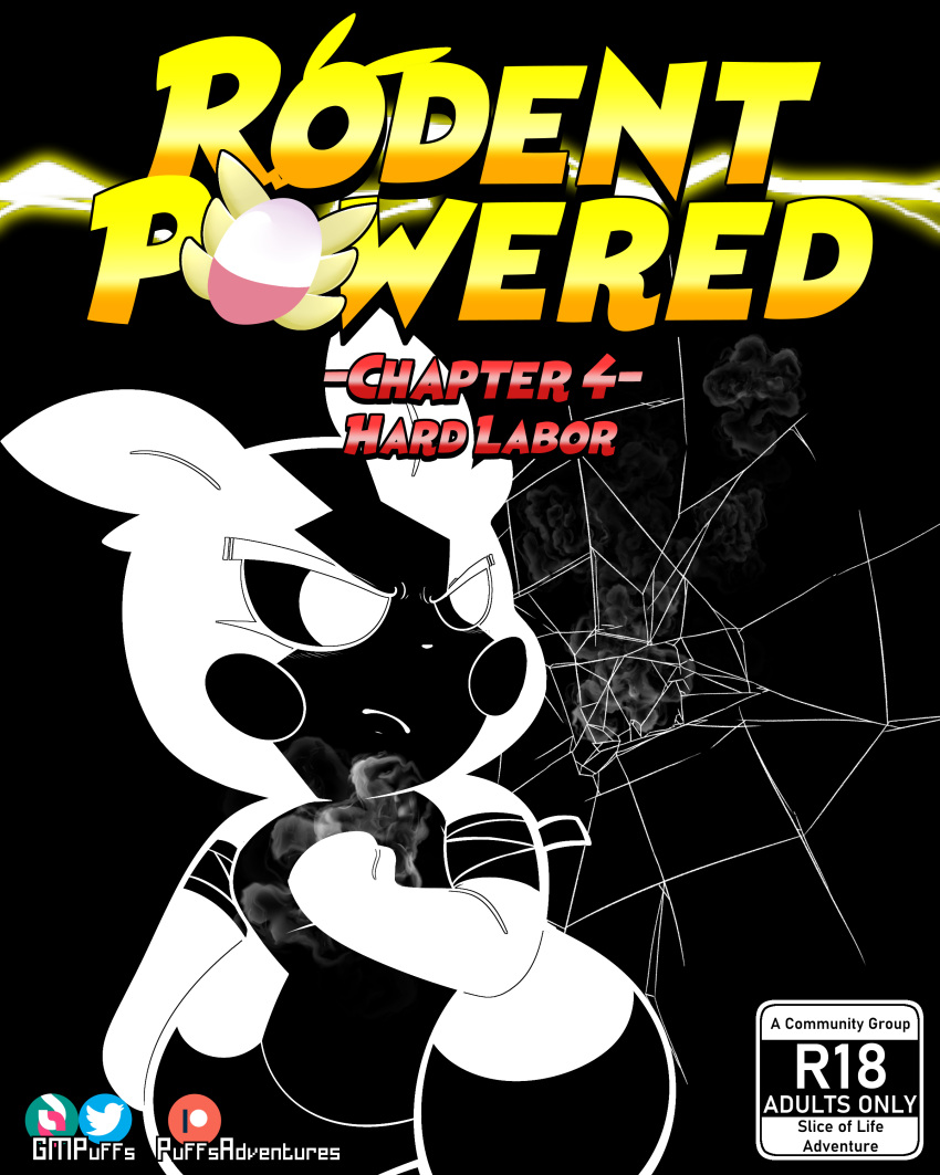 absurd_res angry anthro bandage_wraps cover cover_art cover_page cracked_wall cracks curvy_figure electricity female fist generation_8_pokemon hi_res lightning morpeko morpeko_(full_belly_mode) mouth_closed nintendo pokemon pokemon_(species) pokemon_mystery_dungeon rodent_powered_(softestpuffss) sephirus_(rodent_powered) softestpuffss solo spike_chunsoft text war wide_hips