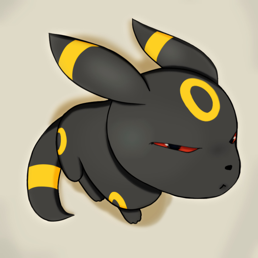 absurd_res ambiguous_gender black_body digital_media_(artwork) eeveelution feral generation_2_pokemon glare glaring glaring_at_viewer hi_res looking_at_viewer luzarte markings nintendo pokemon pokemon_(species) red_eyes ring_(marking) simple_background solo tail umbreon yellow_markings