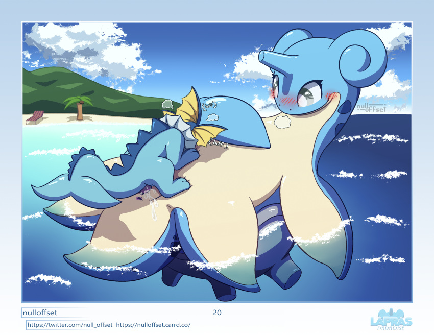 absurd_res anus beach blue_body blush bodily_fluids breath cum cum_in_pussy cum_inside duo eeveelution female female_penetrated feral feral_on_feral feral_penetrated feral_penetrating feral_penetrating_feral floating from_behind_position genital_fluids genitals hi_res interspecies lapras larger_female larger_penetrated lying male male/female male_penetrating male_penetrating_female nintendo nulloffset on_back panting partially_submerged penetration penis perching_position pok&eacute;mon pok&eacute;mon_(species) pussy sea seaside sex shell size_difference smaller_male smile tapering_penis vaginal vaginal_penetration vaporeon video_games water