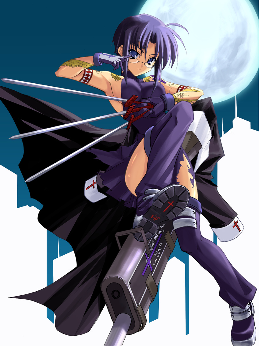 ciel megane missing_link shingo sword thigh-highs tsukihime