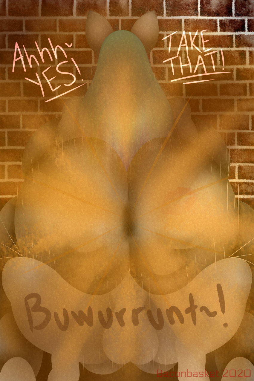 2020 absurd_res anthro baconbasket balls big_breasts big_butt breasts brick brick_wall butt canid canine dialogue digital_drawing_(artwork) digital_media_(artwork) digital_painting_(artwork) duo english_text erection fart fart_cloud fart_fetish farting_at_viewer female female_penetrated genitals hair hi_res huge_butt male male/female male_penetrating male_penetrating_female mammal monica_(baconbasket) nude penetration penis profanity public public_nudity sex signature tattoo tattoo_on_butt text thick_thighs vaginal vaginal_penetration