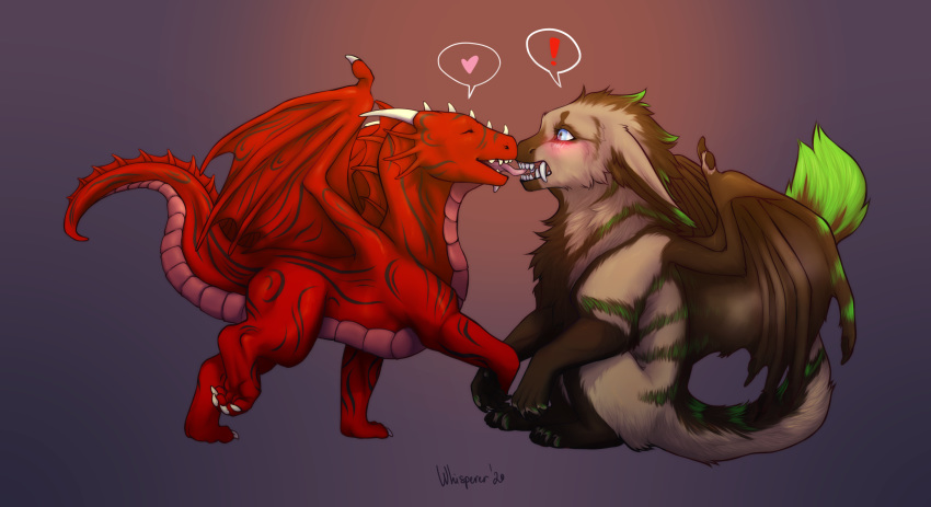 chibi cute_expression cute_eyes cute_face dragon female feral fluffy foot_grab hi_res kissing levitus licking male salvatrix scales shy surprise tongue tongue_out whisperer