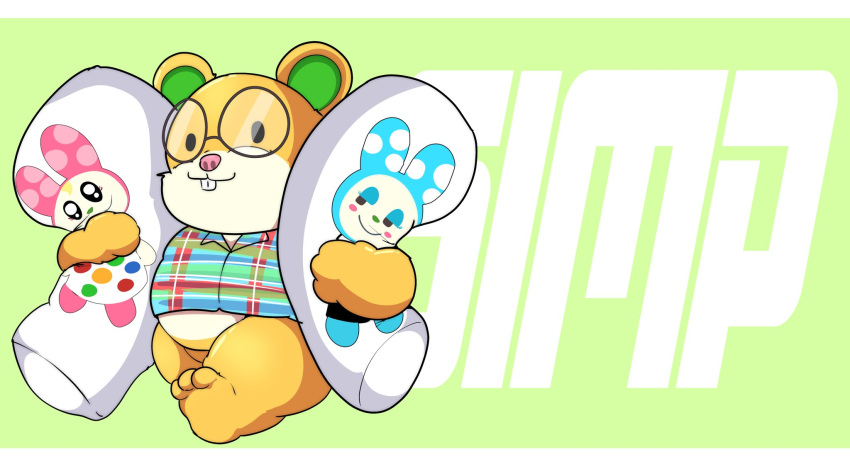 2020 animal_crossing anthro body_pillow cricetid eyewear fur glasses graham_(animal_crossing) hamster hi_res kemono kusosensei letterbox male mammal nintendo pillow rodent slightly_chubby text video_games white_body white_fur yellow_body yellow_fur