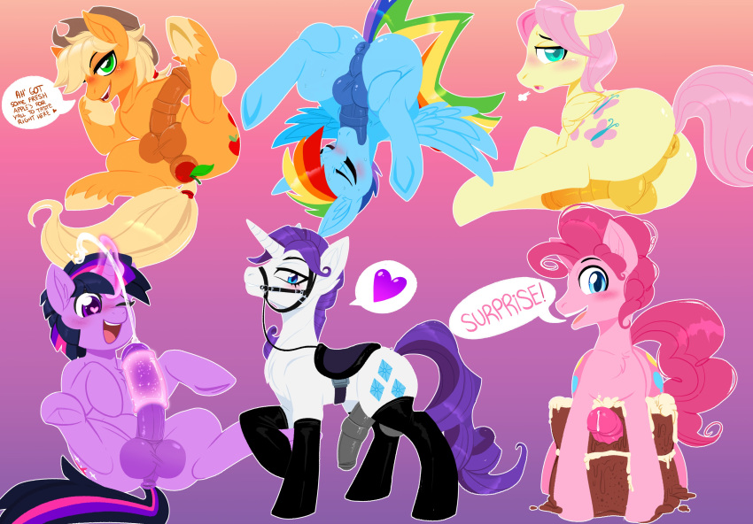 &lt;3 2020 absurd_res anal anal_penetration animal_genitalia animal_penis anus applejack_(mlp) autofellatio balls big_butt blonde_hair blue_eyes blush bodily_fluids bridle butt cake clothing crossgender cum cutie_mark dessert dialogue digital_media_(artwork) earth_pony english_text equid equine equine_penis erection feathered_wings feathers feral fluttershy_(mlp) food food_fetish food_play freckles friendship_is_magic fruit fur gaiki genital_fluids genitals girly green_eyes group hair hasbro hat headgear headwear hi_res horn horse legwear looking_at_viewer male male_penetrated mammal masturbation multicolored_hair my_little_pony nude open_mouth oral oral_masturbation pegasus penetrable_sex_toy penetration penile penile_masturbation penis pink_hair pinkie_pie_(mlp) plant pony puffy_anus rainbow_dash_(mlp) rarity_(mlp) rubber saddle sex_toy simple_background smile solo stockings text thick_thighs twilight_sparkle_(mlp) unicorn wide_hips wings yellow_body yellow_feathers