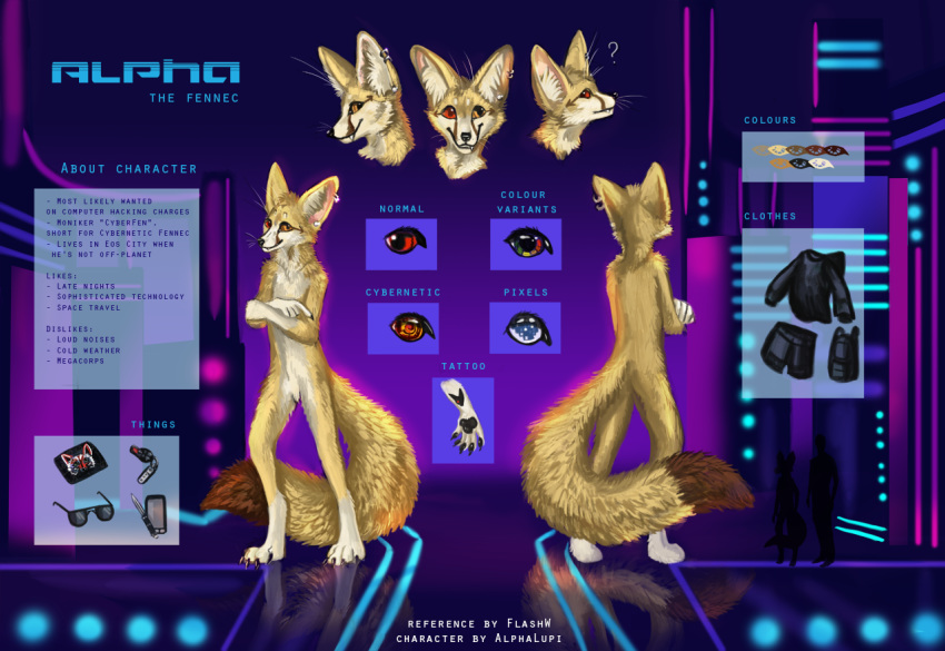2020 anthro canid canine digital_media_(artwork) english_text fennec flashlioness fox male mammal model_sheet red_eyes smile solo text