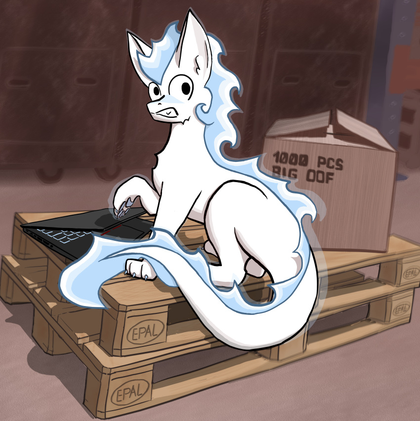 absurd_res caught computer dragon epal funktionone fur furred_dragon hi_res laptop oof paws