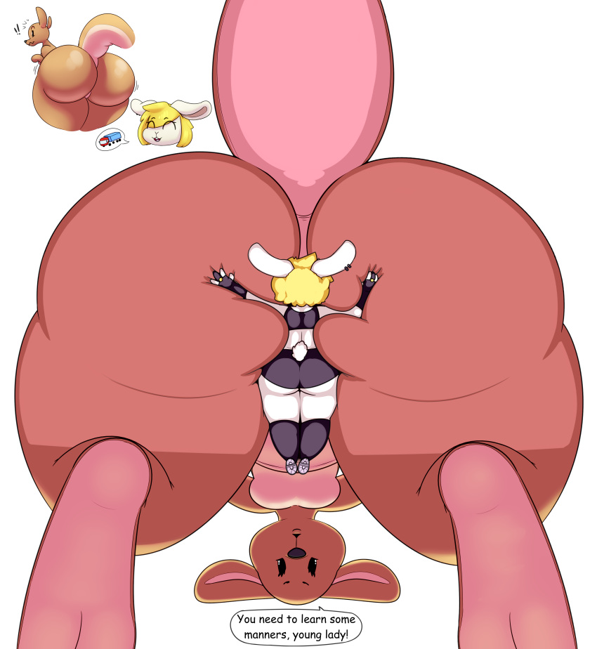 absurd_res anthro big_butt butt disney duo facesitting female female/female hi_res huge_butt jigglyjuggle kanga macro micro plushie smothering speech_bubble winnie_the_pooh_(franchise)