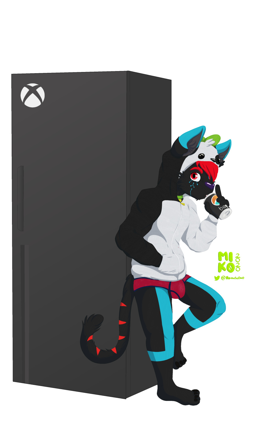 2020 absurd_res alpha_channel anthro bepis black_body black_fur clothing digital_media_(artwork) doki_(character) fridge fur hi_res male microsoft mik0_(artist) solo underwear video_games xbox xbox_game_studios xbox_series_x