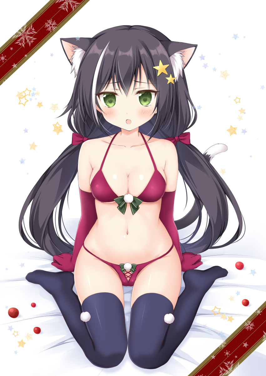 animal_ears bikini cameltoe christmas karyl_(princess_connect) korie_riko princess_connect princess_connect!_re:dive swimsuits tail thighhighs