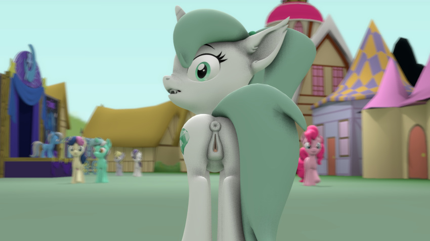 16:9 3d_(artwork) accidental_exposure anus bat_pony bonbon_(mlp) caught cutie_mark depth_of_field derpy_hooves_(mlp) diamond_(diamondpone) diamondpone digital_media_(artwork) equid equine fan_character fangs female feral friendship_is_magic genitals hair hasbro hi_res horn horse inner_ear_fluff looking_back lyra_heartstrings_(mlp) mammal mane my_little_pony nude open_mouth pinkie_pie_(mlp) pony ponyville presenting public pussy raised_tail rarity_(mlp) rear_view shocked shocked_expression solo source_filmmaker stage trixie_(mlp) tuft widescreen