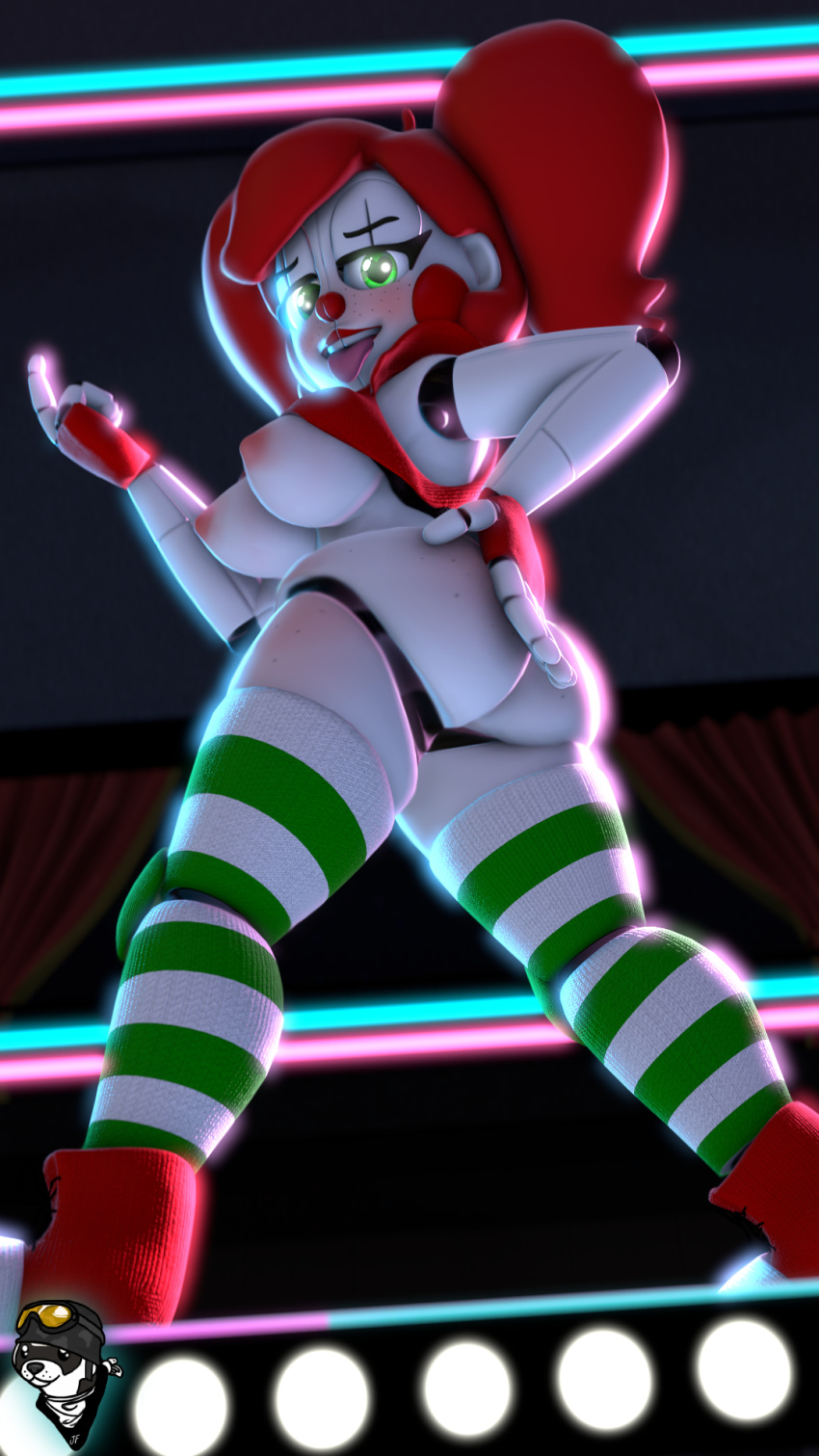 3d_(artwork) animatronic baby_(fnafsl) big_breasts big_butt breasts butt circus_baby_(fnaf) clothing digital_media_(artwork) female five_nights_at_freddy's glowing green_eyes hair hi_res huge_breasts huge_butt humanoid jollyferret leggings legwear machine neon neon_lights photoshop red_hair robot robot_humanoid rollerskates sister_location solo source_filmmaker stockings teasing teeth tongue tongue_out video_games white_body