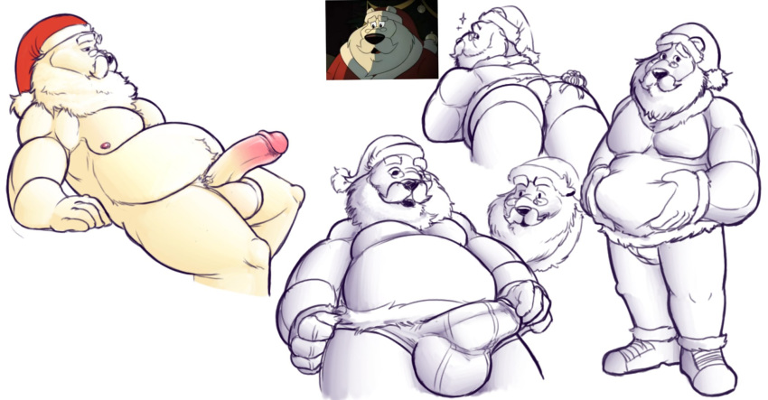 2020 anthro balls belly bulge butt christmas clothing daxhush disney ducktales_(2017) erection fur genitals hat headgear headwear hi_res holidays male mammal moobs nipples overweight overweight_anthro overweight_male penis polar_bear santa_claus santa_hat simple_background solo sweater topwear underwear ursid ursine white_background white_body white_fur