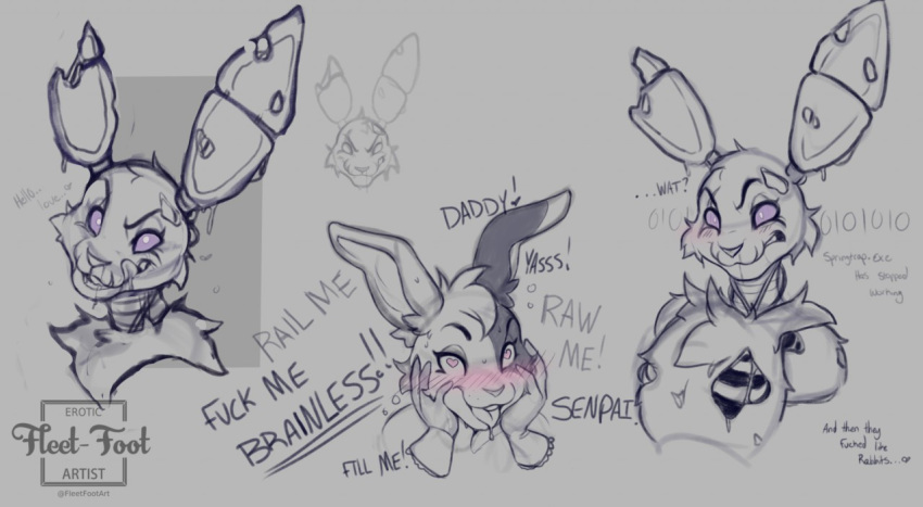 &lt;3 &lt;3_eyes 2020 animatronic binary_code blush bone dialogue english_text female five_nights_at_freddy's five_nights_at_freddy's:_security_breach five_nights_at_freddy's_3 fleet-foot fur lagomorph leporid licking licking_lips machine male mammal rabbit ribs robot simple_background sketch springtrap_(fnaf) teeth text tongue tongue_out vanny_(fnaf) video_games
