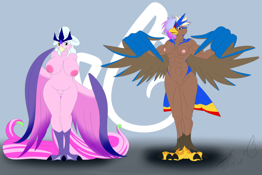 abs absurd_res anthro articuno big_breasts bludraconoid braviary breasts chubby_female duo featureless_crotch female female/female hi_res legendary_pok&eacute;mon muscular muscular_female nintendo nipples pok&eacute;mon pok&eacute;mon_(species) thick_thighs video_games winged_arms wings