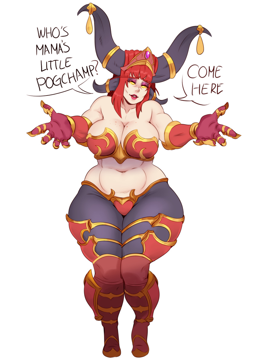 absurd_res alexstrasza animal_humanoid beckoning big_breasts big_horns bikini_armor blizzard_entertainment boots breasts cleavage clothed clothing crown dragon dragon_aspect dragon_humanoid female footwear gesture gloves handwear hi_res horn humanoid leggings legwear mature_female skimpy_armor slightly_chubby solo sundown_(artist) thick_thighs tiara video_games warcraft wide_hips