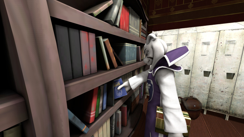 16:9 4k absurd_res anthro asriel_dreemurr book bovid caprine clothed clothing goat hi_res library looker male mammal solo undertale video_games widescreen wolf552906