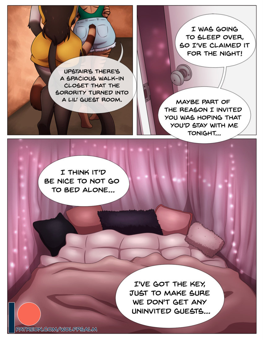 2020 amra anthro bedroom brown_hair comic digital_media_(artwork) domestic_cat duo english_text felid feline felis female fur hair hi_res long_hair mammal orange_body orange_fur shena siamese tabby_cat tabbycat text wolfpsalm