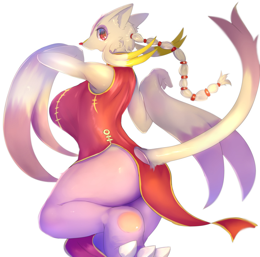 absurd_res anthro asian_clothing breasts chinese_clothing chinese_dress clothing dress east_asian_clothing female hi_res hopping4 mienshao nintendo pok&eacute;mon pok&eacute;mon_(species) solo video_games