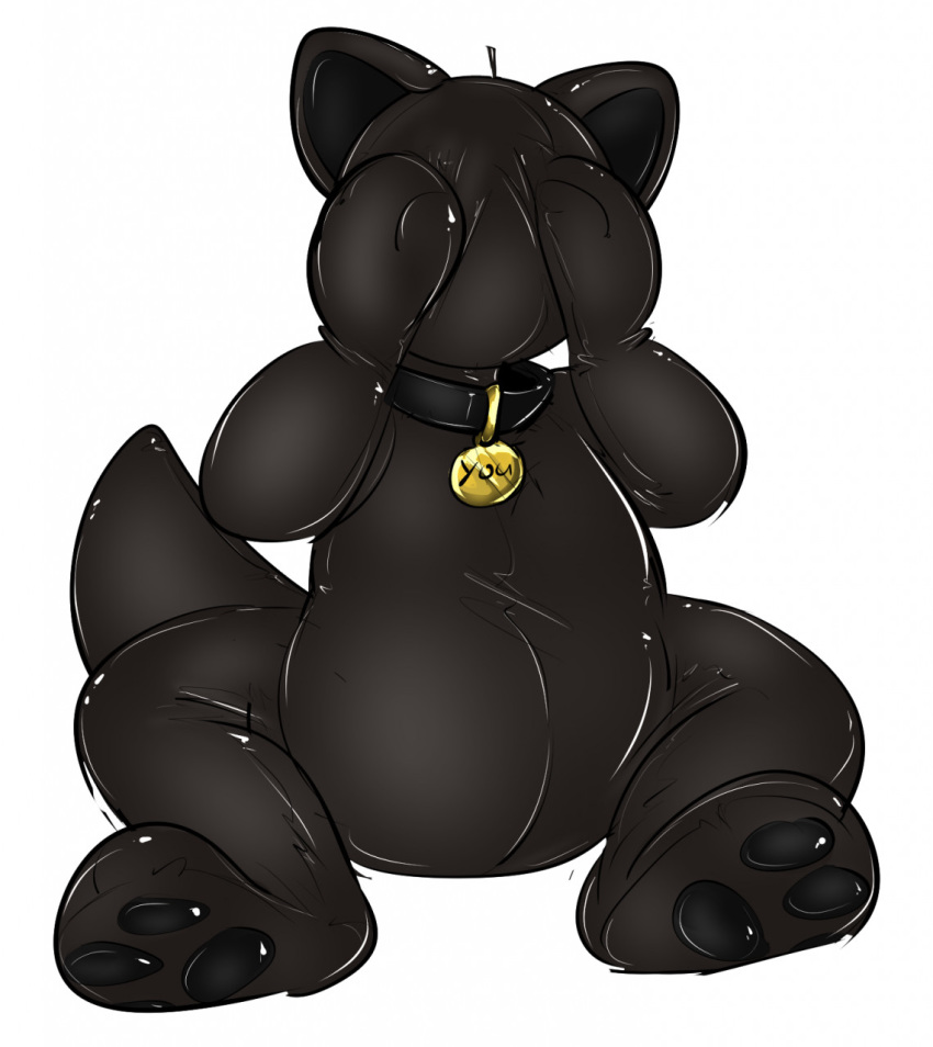 animate_inanimate anthro blank collar faceless featureless_crotch hi_res living_rubber male null pawpads pendant plantigrade sitting solo tallarra unknown_species