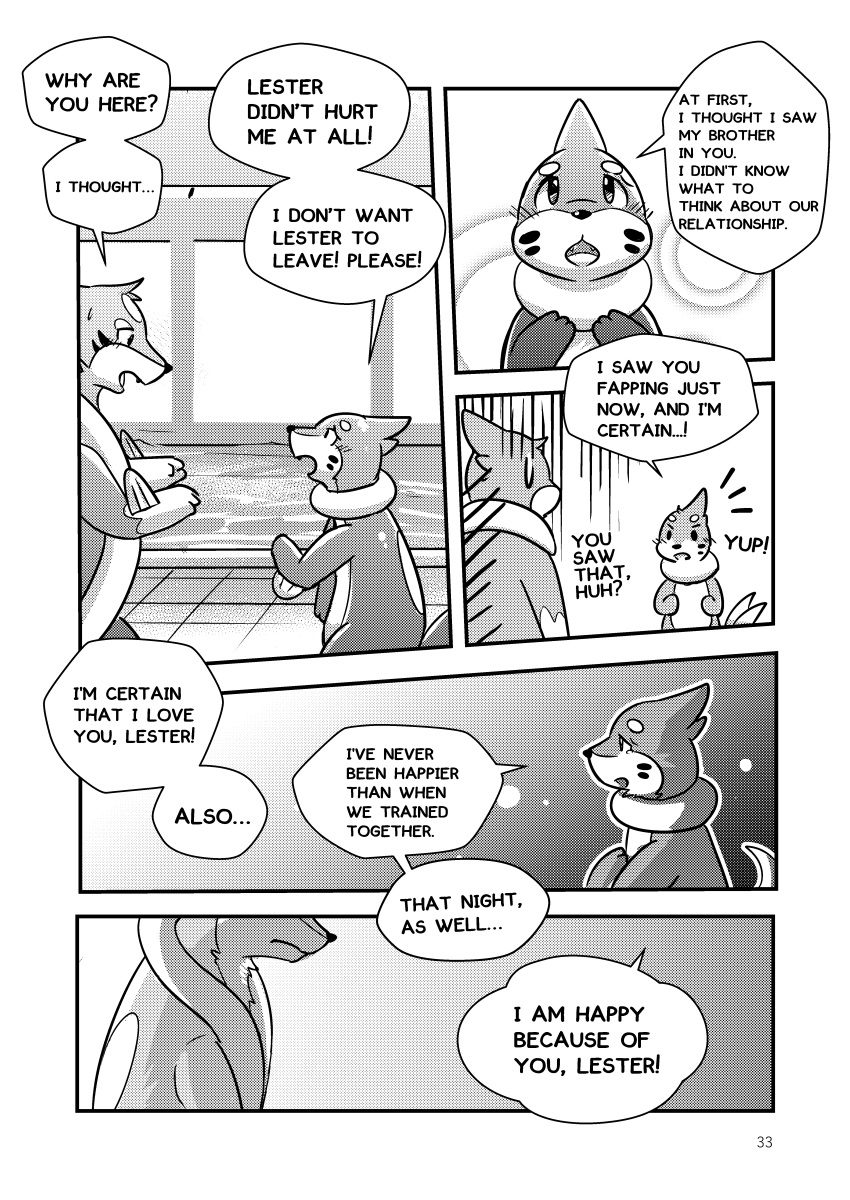 absurd_res black_and_white buizel comic feral floatzel hi_res lester_(risenpaw) male monochrome multi_tail ness_(risenpaw) nintendo open_mouth pok&eacute;mon pok&eacute;mon_(species) risenpaw surprise swimming_pool video_games