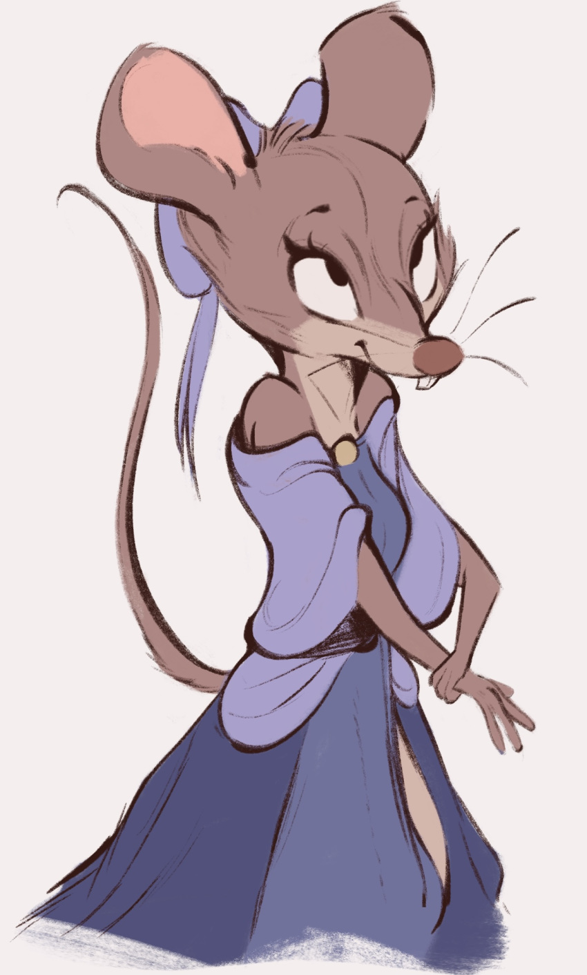 2020 anthro buckteeth clothed clothing dress female fully_clothed hi_res mammal mouse murid murine rodent simple_background smile solo teeth tohupo whiskers white_background