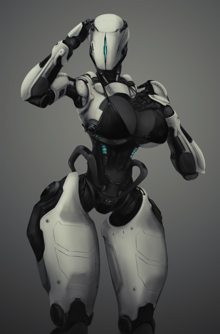 bikini bra clothing crossgender doom_(series) female hi_res humanoid id_software impracticalart machine robot robot_humanoid samuel_hayden simple_background solo swimwear underwear video_games