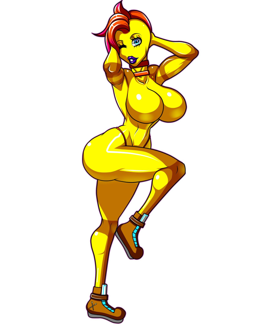 3d_(artwork) alcatras45 avian beach big_breasts big_butt bigthighs bird breasts butt chicken digital_media_(artwork) female fingers five_nights_at_freddy's five_nights_at_freddy's_2 galliform gallus_(genus) glistening glistening_eyes hair hi_res human humanoid lips looking_at_viewer mammal multicolored_body phasianid seaside shadow simple_background smile solo thick_thighs toy_chica_(fnaf) video_games