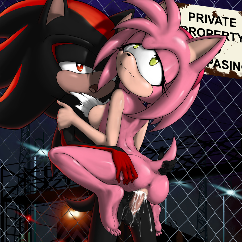 1:1 absurd_res accessory amy_rose anthro anus balls barefoot bite biting_lip biting_own_lip black_body bodily_fluids breasts butt butt_grab chest_tuft cum cum_in_pussy cum_inside cum_on_balls cum_on_leg cum_on_penis dash-the-cheetah duo embrace erection eulipotyphlan eye_roll eyelashes female fence genital_fluids genitals hair_accessory hairband half-closed_eyes hand_on_butt hedgehog hi_res humanoid_genitalia humanoid_penis humanoid_pussy lifted looking_at_viewer looking_pleasured male male/female mammal narrowed_eyes night nude open_mouth outside penetration penis pink_body plantigrade pussy red_eyes red_stripes self_bite sex shadow_the_hedgehog smile sonic_the_hedgehog_(series) stripes tail_grab tuft vaginal vaginal_penetration