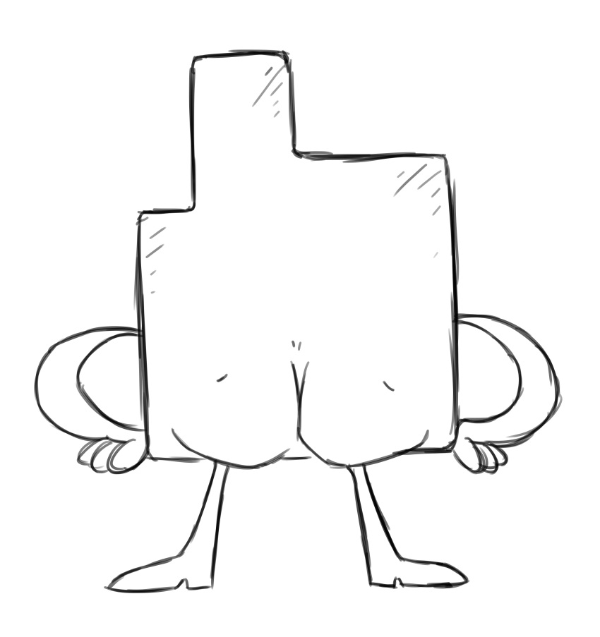 absurd_res adult_swim ambiguous_gender animate_inanimate aqua_teen_hunger_force black_and_white butt cartoon_network digital_media_(artwork) err_(athf) hi_res ibgross line_art monochrome not_furry rear_view simple_background solo solo_focus white_background