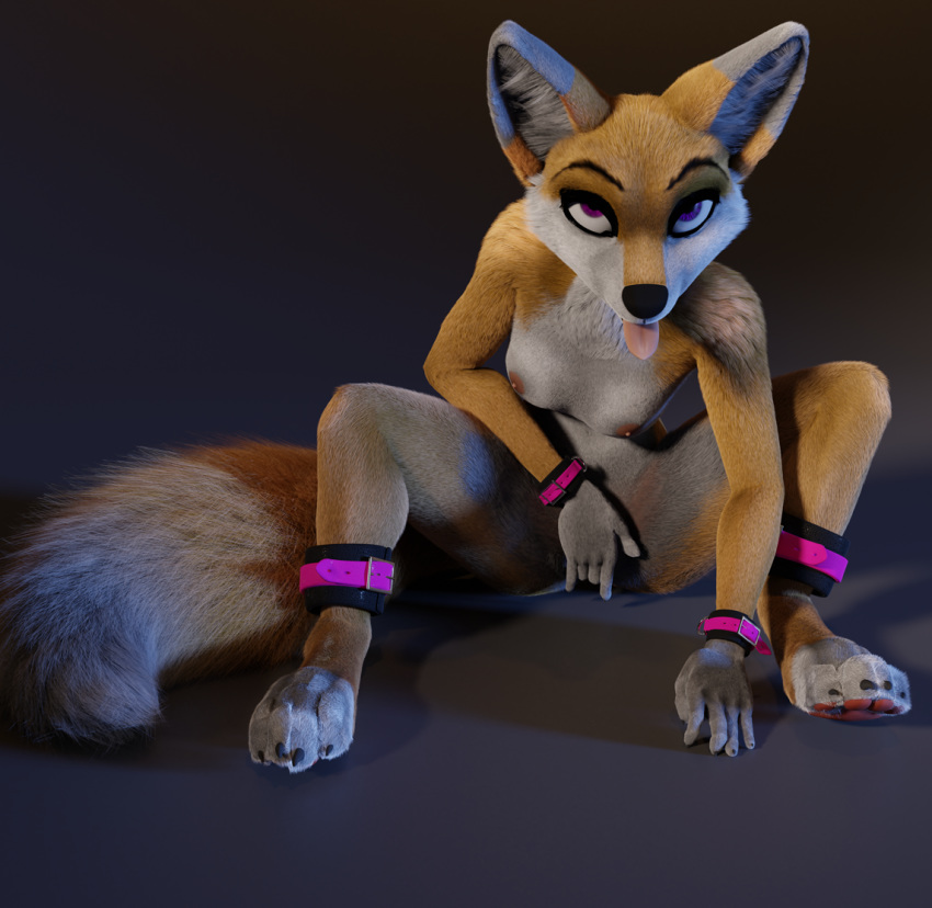 3d_(artwork) anthro areola breasts canid canine digital_media_(artwork) female fingering fingering_self fox mammal masturbation nipples nude ruaidri solo titord tongue tongue_out vaginal vaginal_fingering