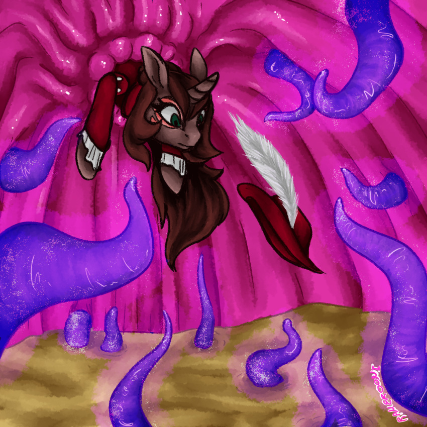 bodily_fluids clothing digestion digital_media_(artwork) equid equine fan_character female feral friendship_is_magic hasbro hi_res horn horse internal_pov lewderooni mammal my_little_pony oral_vore organs pony predator/prey ramerooni saliva size_difference solo stomach stomach_acid tentacles vore