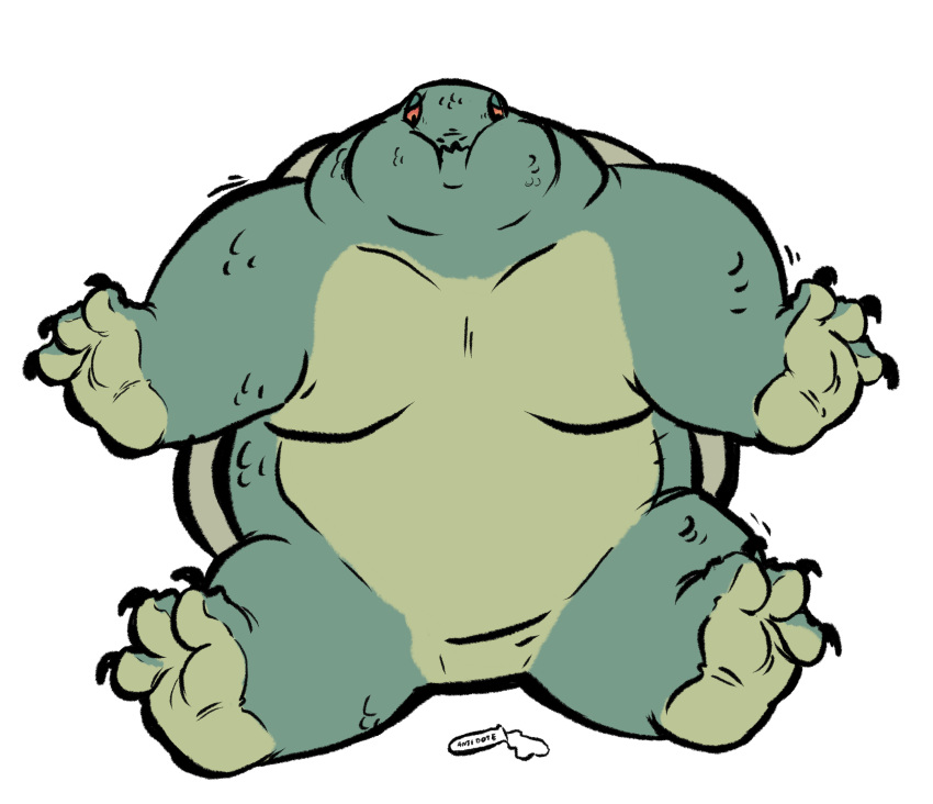3_toes after_transformation big_feet big_tummy chubby_cheeks claws feet feral frustrated handpaw heavy hi_res implied_tf less male overweight paws reptile scales scalie solo struggling thumb toes tortoise turtle unknown_artist