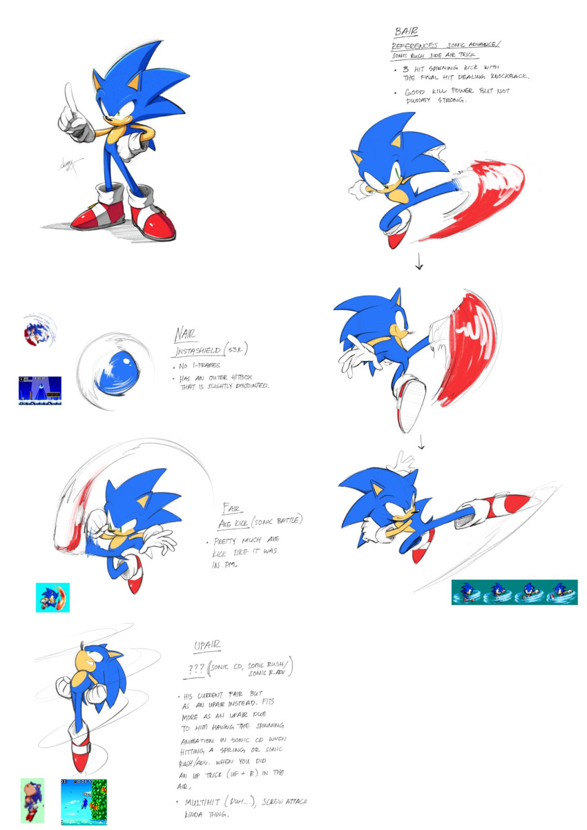 2019 anthro biped blue_body blue_fur classic_sonic_(universe) clothing curled_up demxhax digital_media_(artwork) english_text eulipotyphlan fist footwear fur gesture gloves green_eyes hand_on_hip handwear hedgehog hi_res kick male mammal motion_blur multiple_images pointing pose red_clothing red_footwear red_shoes reference_image shoes simple_background smile solo sonic_the_hedgehog sonic_the_hedgehog_(series) standing text white_background white_clothing white_gloves